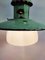 Industrial Enamel and Opaline Glass Ceiling Lamp, 1960s, Image 6
