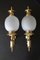 Art Deco Brass and Frosted Glass Sconces, 1960s, Set of 2 1