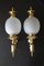 Art Deco Brass and Frosted Glass Sconces, 1960s, Set of 2, Image 1