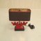 Vintage Red Lacquered Metal Table Lamp, Image 2