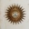 Large Giltwood Sunburst Wall Clock, 1950s 3