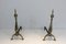 Brass and Wrought Iron Andirons, 1940s, Set of 2 3