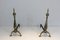 Brass and Wrought Iron Andirons, 1940s, Set of 2, Image 3