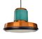 Mid-Century Copper Pendant Light with Teal Glass, 1950s 1