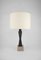 Hourglass Ridge Lampe mit geometrischem Eichenfuß & Leinenschirm von Louis Jobst 1