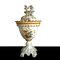 Weiße Vintage Keramikvase mit Deckel & Blumendekoration von Bassano 5