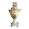 Jarrón vintage blanco de cerámica con tapa y decoración floral de Bassano, Imagen 1