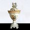 Weiße Vintage Keramikvase mit Deckel & Blumendekoration von Bassano 7