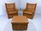 Vintage Leather Lounge Set with 2 Chairs & Ottoman, 1960s, Set of 3 3