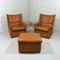 Vintage Leather Lounge Set with 2 Chairs & Ottoman, 1960s, Set of 3 1
