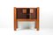 Mueble de nogal y cuero, años 70, Imagen 6