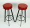 Red Iron and Faux Leather Stools, 1960s, Set of 2 5
