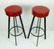 Red Iron and Faux Leather Stools, 1960s, Set of 2, Image 5