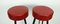 Red Iron and Faux Leather Stools, 1960s, Set of 2, Image 4