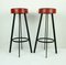 Red Iron and Faux Leather Stools, 1960s, Set of 2 1