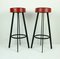 Red Iron and Faux Leather Stools, 1960s, Set of 2, Image 1