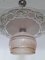 Vintage German Chromed-Plated Metal & Pink and Golden Printed Glass Ceiling Lamp, Image 3