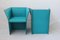 Italian Turquoise Leather Armchairs by Tito Agnoli, 1970s, Set of 2 9