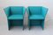 Italian Turquoise Leather Armchairs by Tito Agnoli, 1970s, Set of 2 1