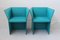 Italian Turquoise Leather Armchairs by Tito Agnoli, 1970s, Set of 2 4