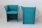 Set of Italian Turquoise Leather Armchairs by Tito Agnoli, 1970s 5