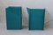 Italian Turquoise Leather Armchairs by Tito Agnoli, 1970s, Set of 2 3