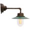 Vintage Industrial Green Enamel & Cast Iron Wall Lamp, 1950s 1