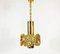 Lámpara colgante de latón dorado y cristal de Palwa, años 60, Imagen 1