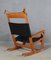 Rocking Chair Modèle Nøglehullet en Cuir Aniline Noir par Hans J. Wegner pour Getama, 1980s 3