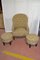 Armchair with Two Poufs, 1940s, Set of 3 1