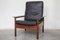 Black Leather & Rosewood High Back Lounge Chairs by Hans Olsen for Gervan, 1959, Set of 2 1