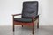 Black Leather & Rosewood High Back Lounge Chairs by Hans Olsen for Gervan, 1959, Set of 2, Image 1