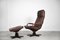 Fauteuil Ajustable et Ottomane en Cuir de Berg Furniture, Danemark, 1970s, Set de 2 16