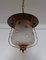 Small German Brass, Copper, & Frosted Glass Ceiling Lamp, 1950s, Image 3