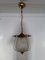 Small German Brass, Copper, & Frosted Glass Ceiling Lamp, 1950s 2
