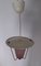 Small German White & Red Glass Ceiling Lamp, 1950s 3