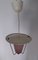 Small German White & Red Glass Ceiling Lamp, 1950s, Image 3