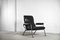 Vintage Black Leather and Tubular Steel Armchair from Thema 3