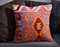 Blue and Orange Wool & Cotton Boho Kilim Pillow Cover by Zencef, Image 2