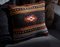 Black, Blue & Orange Wool & Cotton Tribal Kilim Pillow Cover by Zencef 7