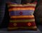 Multicolored Wool & Cotton Striped Floral Kilim Pillow Case by Zencef 1