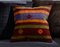 Multicolored Wool & Cotton Striped Floral Kilim Pillow Case by Zencef 7