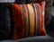 Red and Yellow Wool & Cotton Striped Kilim Pillow Case by Zencef 4