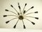 Lámpara de araña Sputnik vintage de metal negro y latón, años 50, Imagen 7