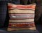 Orange & Beige Wool and Cotton Striped Kilim Pillow Cover by Zencef Contemporary 2