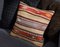 Orange & Beige Wool and Cotton Striped Kilim Pillow Cover by Zencef Contemporary 4
