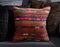 Brown & Pink Wool and Cotton Striped Kilim Pillow Cover by Zencef Contemporary 5