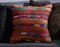Brown & Pink Wool and Cotton Striped Kilim Pillow Cover by Zencef Contemporary 2