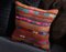 Brown & Pink Wool and Cotton Striped Kilim Pillow Cover by Zencef Contemporary 4