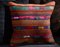 Brown & Pink Wool and Cotton Striped Kilim Pillow Cover by Zencef Contemporary 3